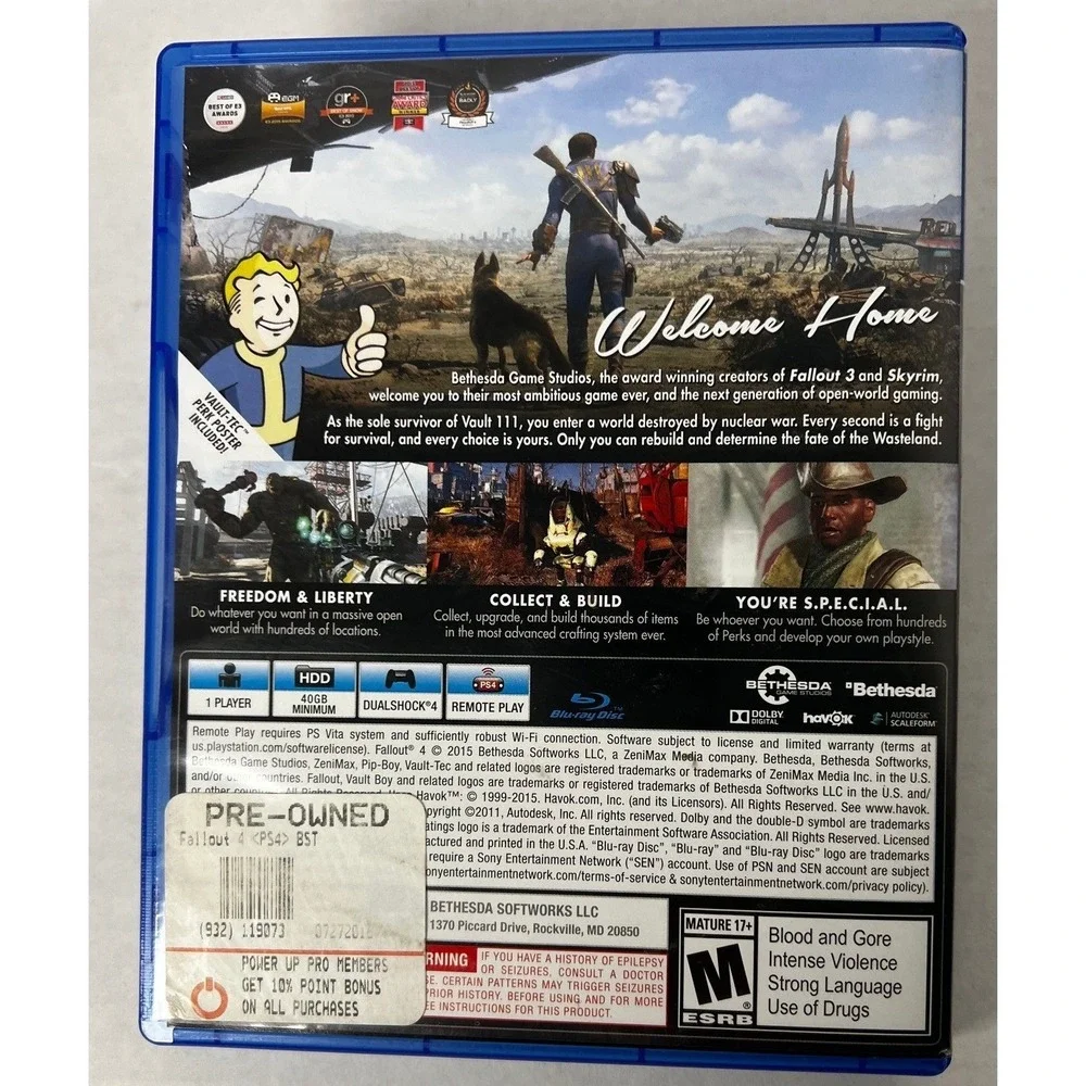Fallout 4 Sony PlayStation 4 PS4 Action RPG Bethesda Game Studios 2015 CIB